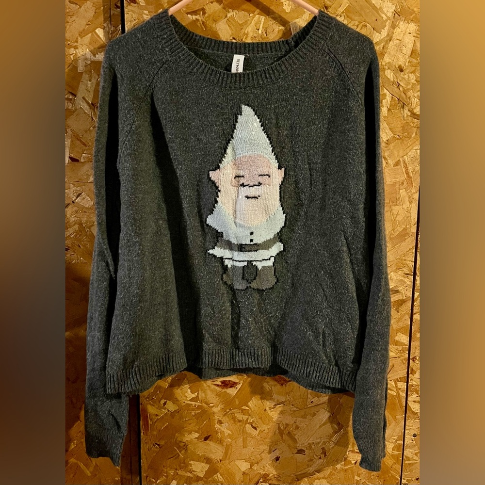 Gray Sweater with Gnome Design
